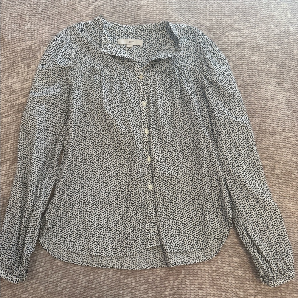 LOFT Black and White Button Down Shirt
